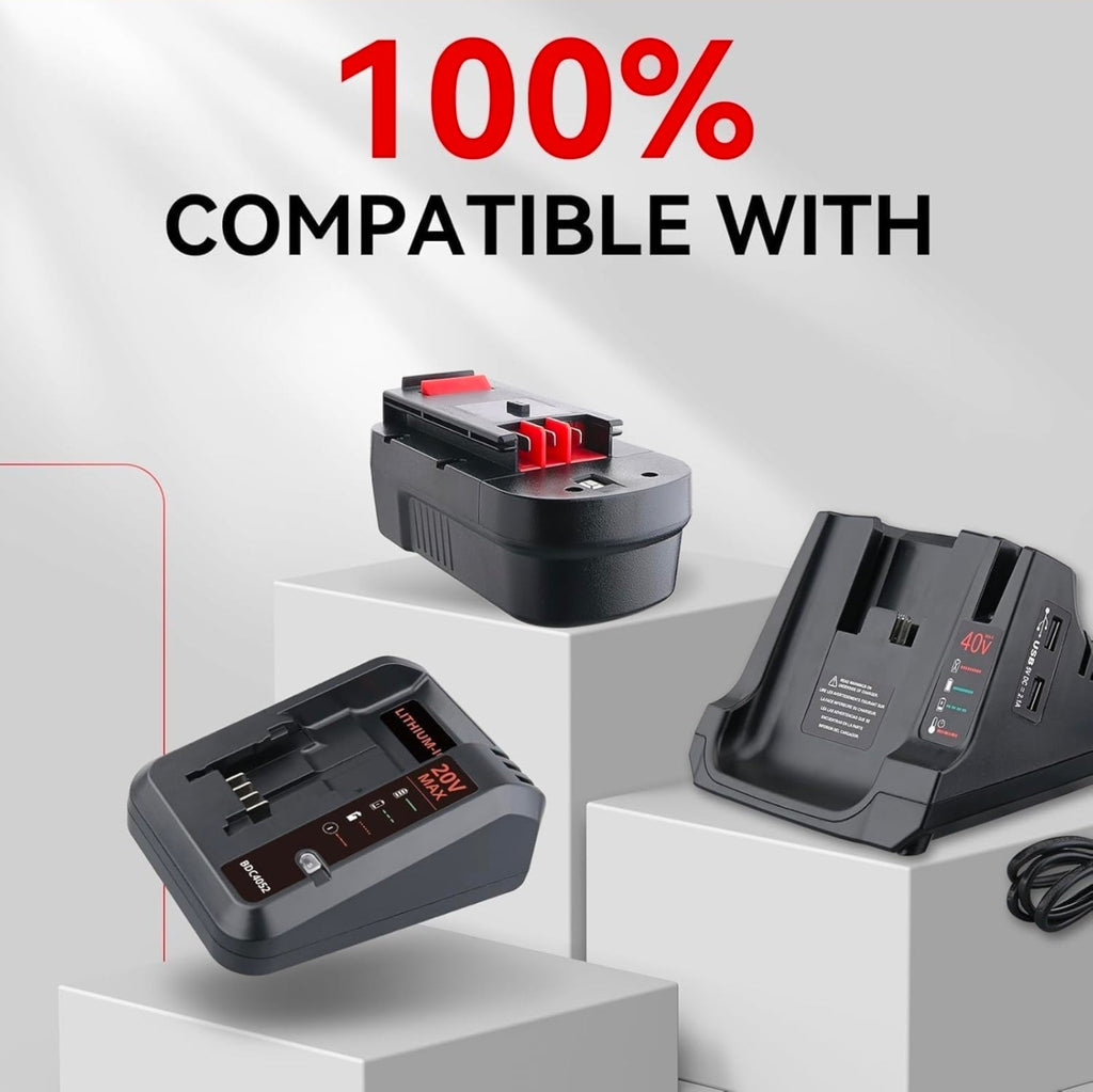 Black Decker 18V Ni-Mh Battery Replacement - 2Pack, 4.8Ah HPB18 for Power Tools, Compatible with - Horizon Endless