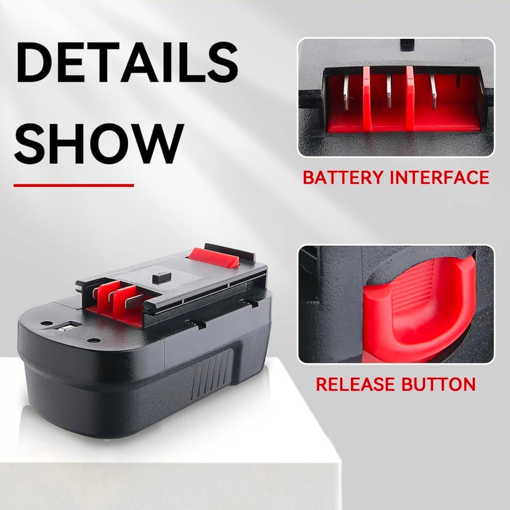 Black Decker 18V Ni-Mh Battery Replacement - 2Pack, 4.8Ah HPB18 for Power Tools, Compatible with - Horizon Endless