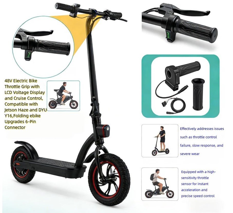 48V Electric Bike Throttle Grip with LCD Display & Cruise Control, 6-Pin - Horizon Endless