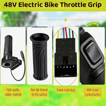 48V Electric Bike Throttle Grip with LCD Display & Cruise Control, 6-Pin - Horizon Endless