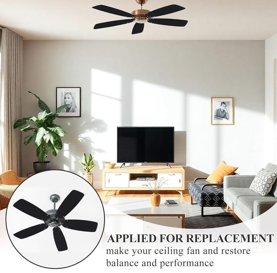 5 Pack Ceiling Fan Replacement Blades for 42" & 52" Fans, Waterproof Black Fan Blade Set, Replacement Blades for Broken or Worn Ceiling Fans - Horizon Endless