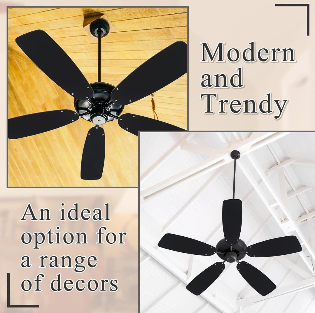 5 Pack Ceiling Fan Replacement Blades for 42" & 52" Fans, Waterproof Black Fan Blade Set, Replacement Blades for Broken or Worn Ceiling Fans - Horizon Endless