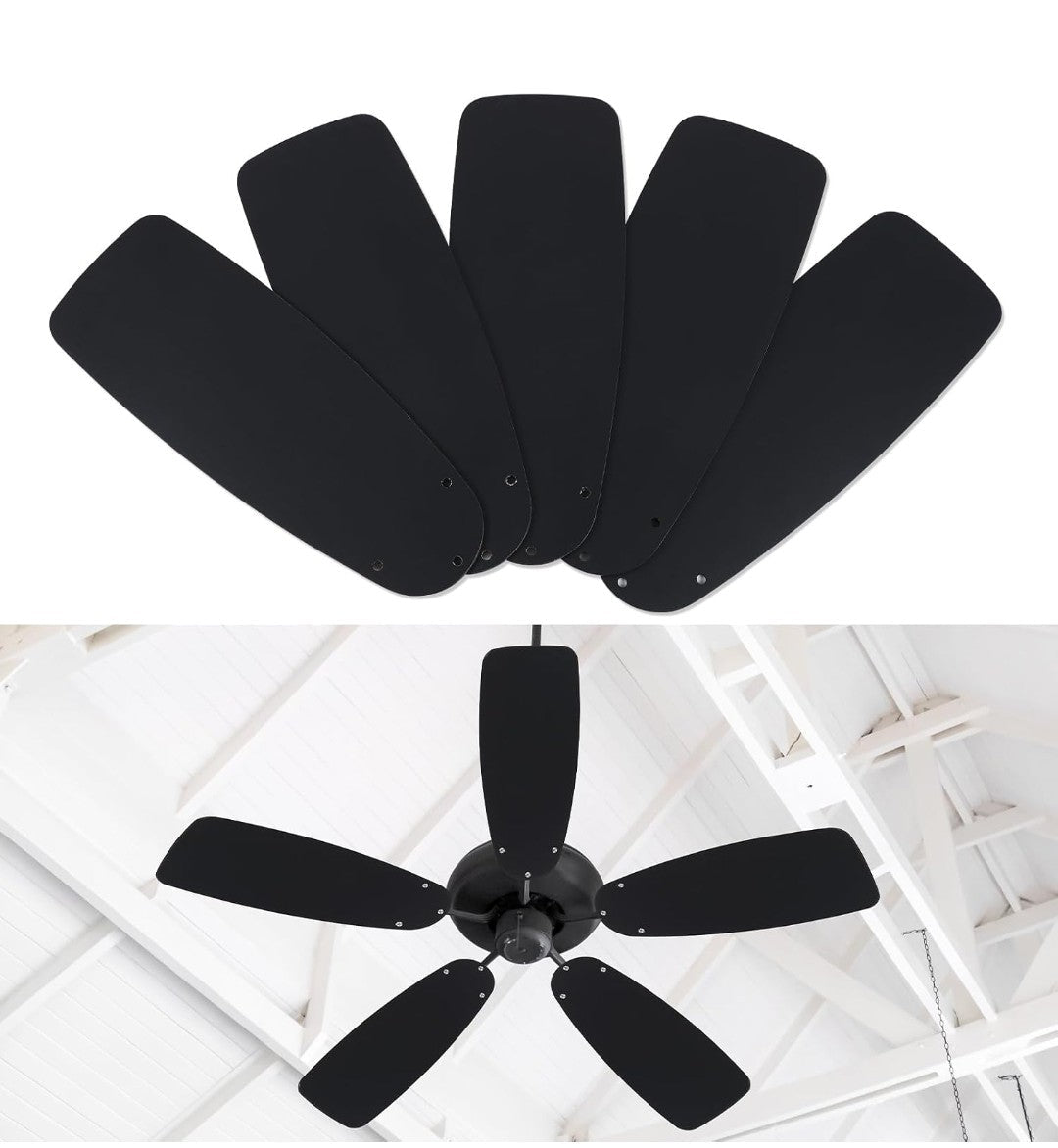 5 Pack Ceiling Fan Replacement Blades for 42" & 52" Fans, Waterproof Black Fan Blade Set, Replacement Blades for Broken or Worn Ceiling Fans - Horizon Endless
