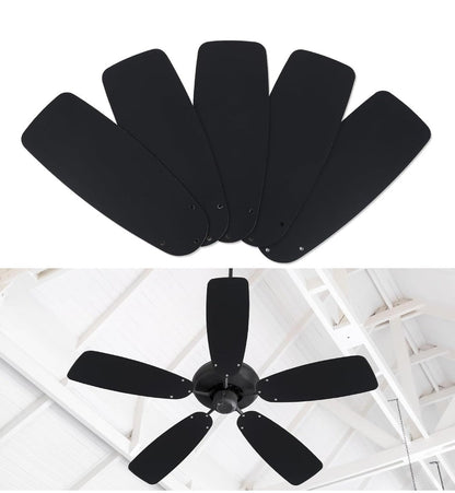 5 Pack Ceiling Fan Replacement Blades for 42" & 52" Fans, Waterproof Black Fan Blade Set, Replacement Blades for Broken or Worn Ceiling Fans - Horizon Endless