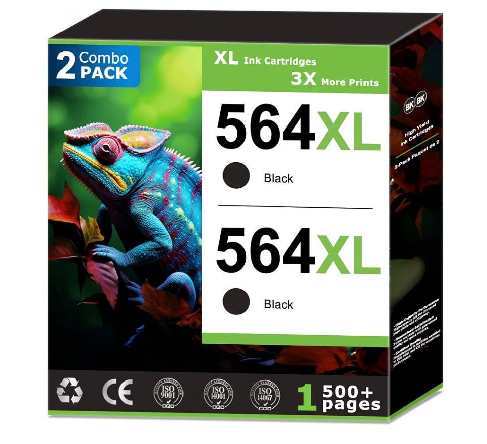 564XL Black Ink Cartridges Compatible with HP Printers | High-Yield HP 564XL Black Ink Replacement (2-Pack) - Horizon Endless