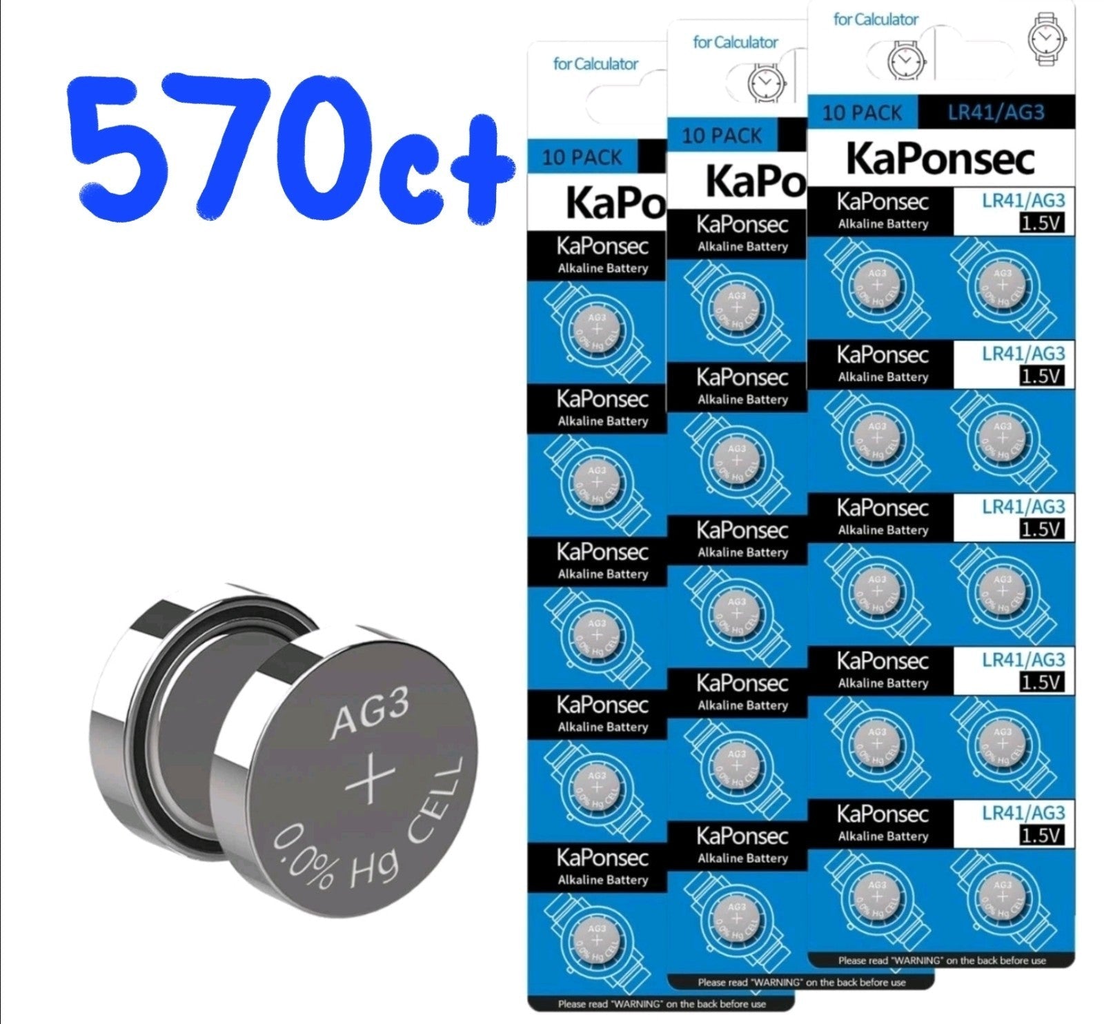 570Pcs AG3 LR41 Batteries 392 384 192 1.5V Alkaline Button Coin Cell Battery - Horizon Endless