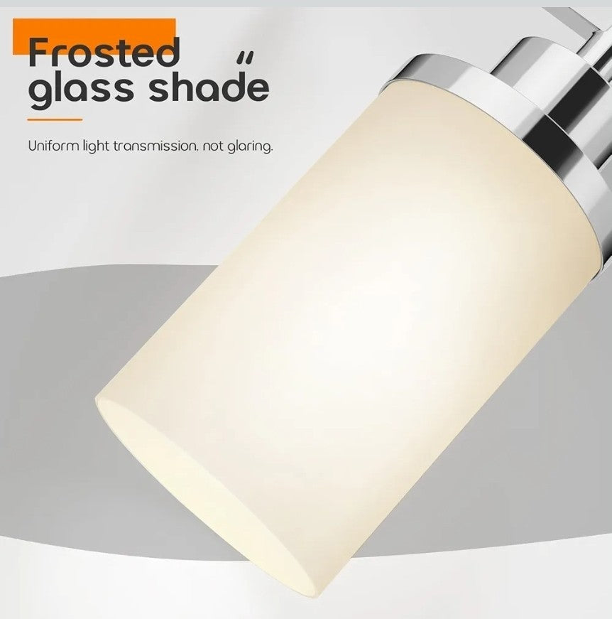 Vanity Light Wall Sconce Polished Chrome Light Fixtures with White Frosted Glass