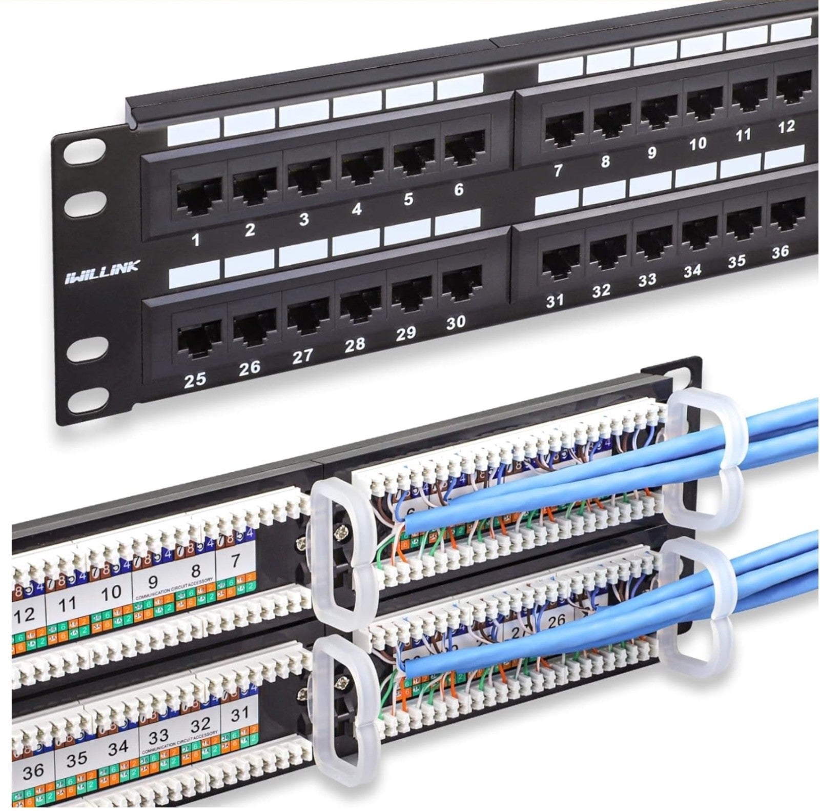 48 Port Cat6 Rj45 Patch Panel For Rack Or Wall Mount Cable Management
