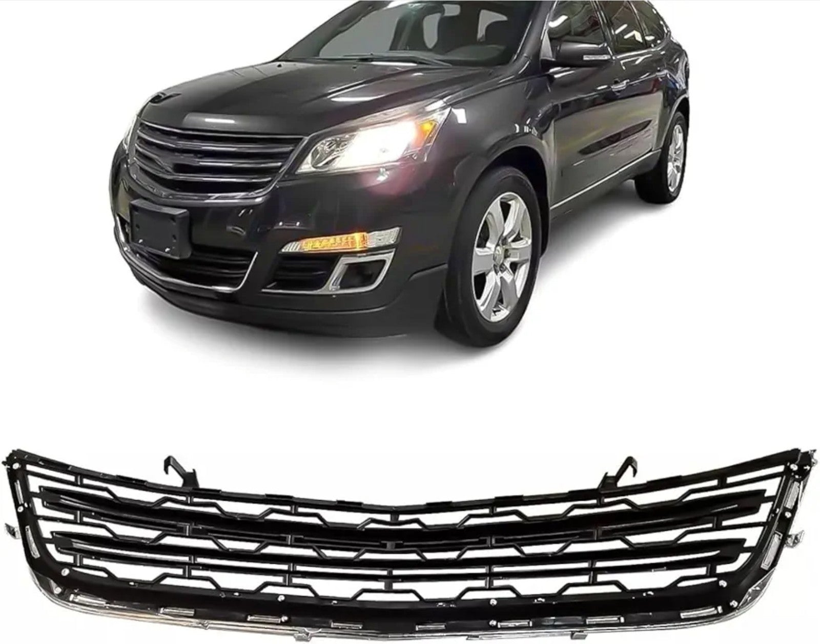 Front Bumper Lower Grille with Chrome Molding For 2013-2017 Che-vy Traverse LS