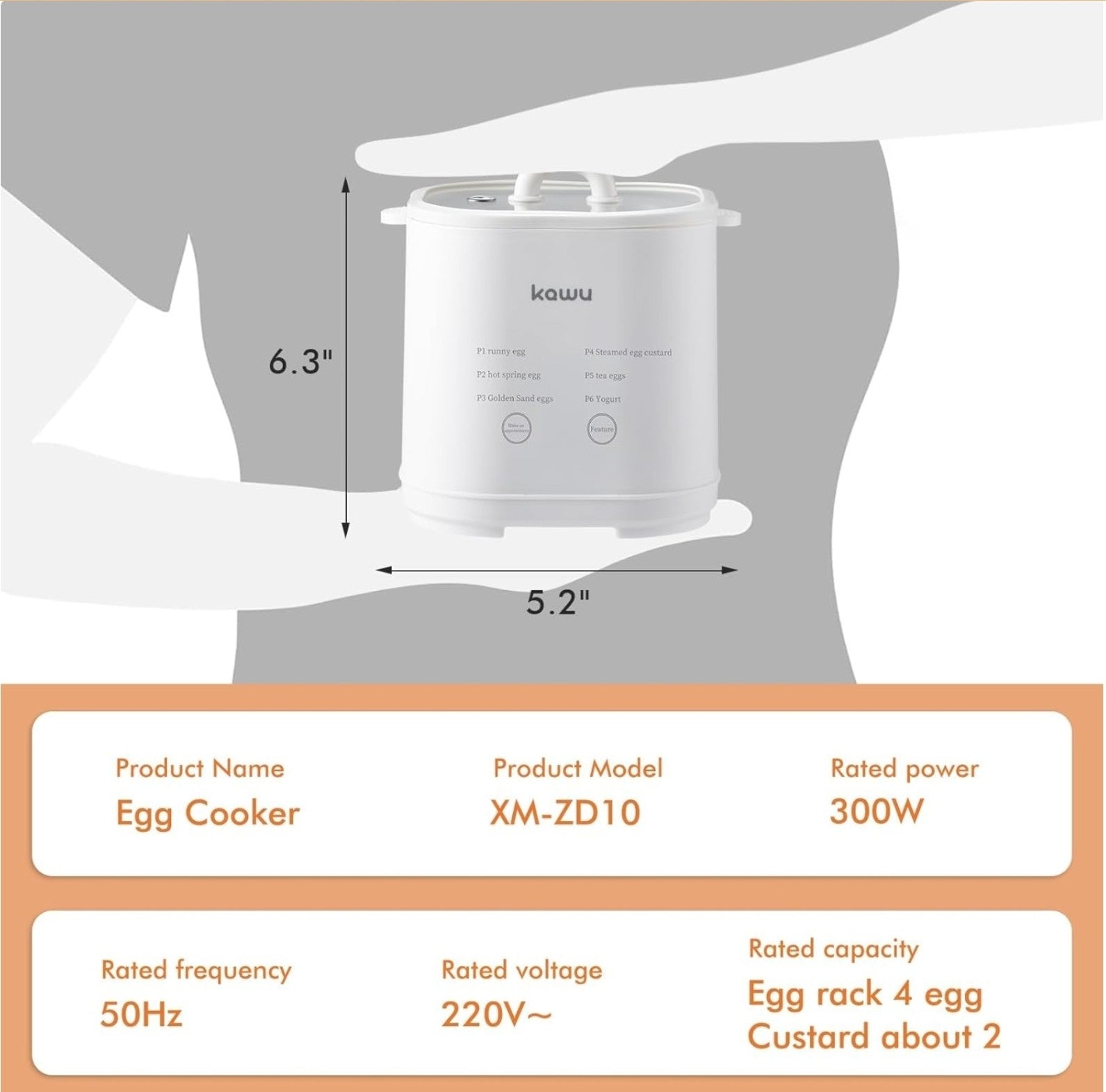 Rapid Egg Cooker, 6 In 1 Easy-To-Peel, Hard, Medium, Soft Boiled Eggs, Yogurt
