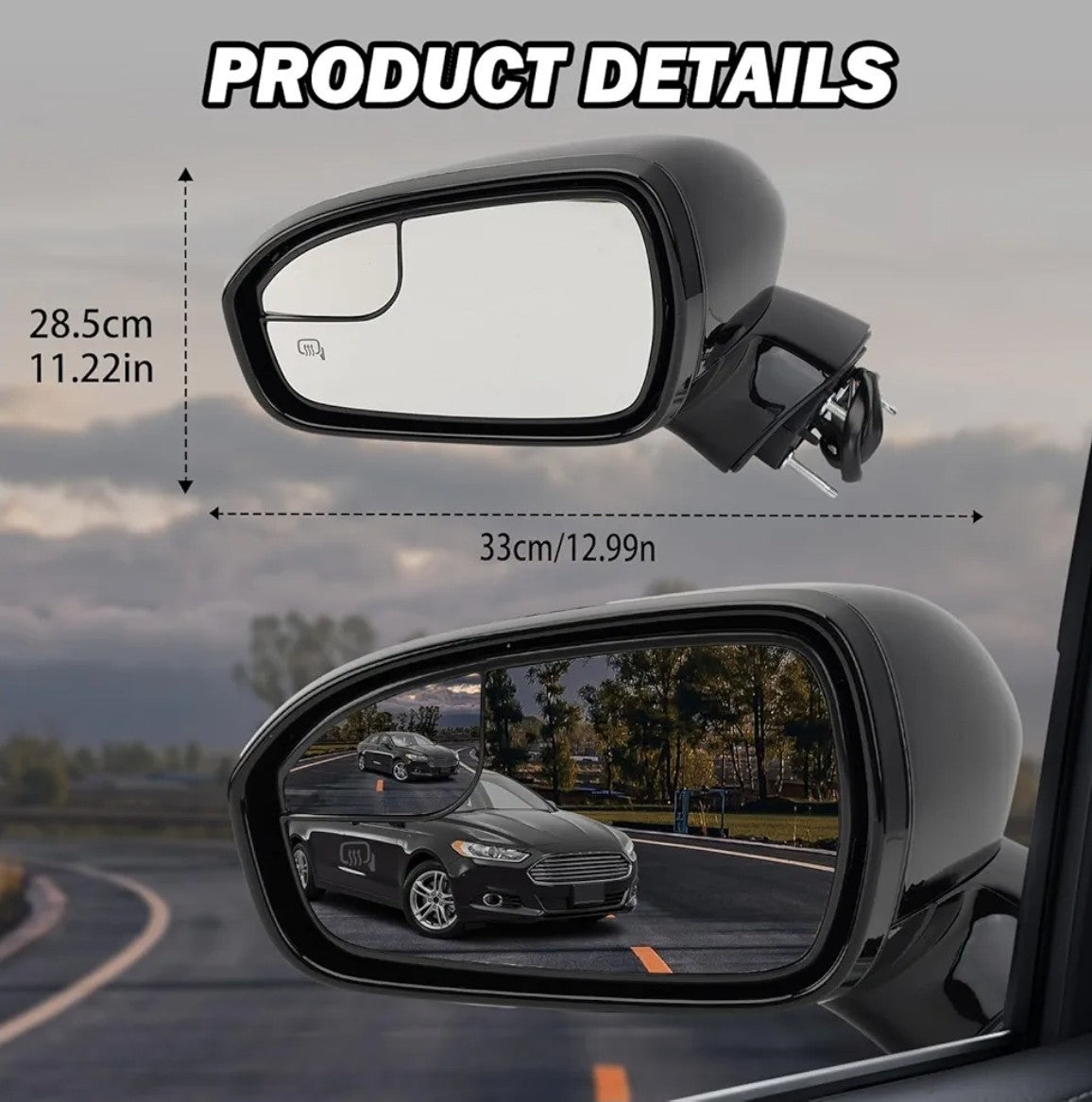 Left Driver Side Black 7 Pin Mirror for 2013 2014 2015 2016 Ford Fusion Sedan S