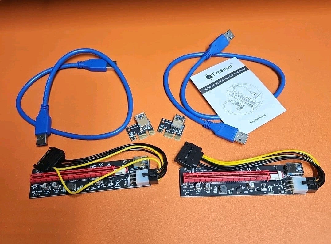 PCI-E 1X To 16X GPU Riser Card Adapter USB 3.0 Cable Powered Mining Rig