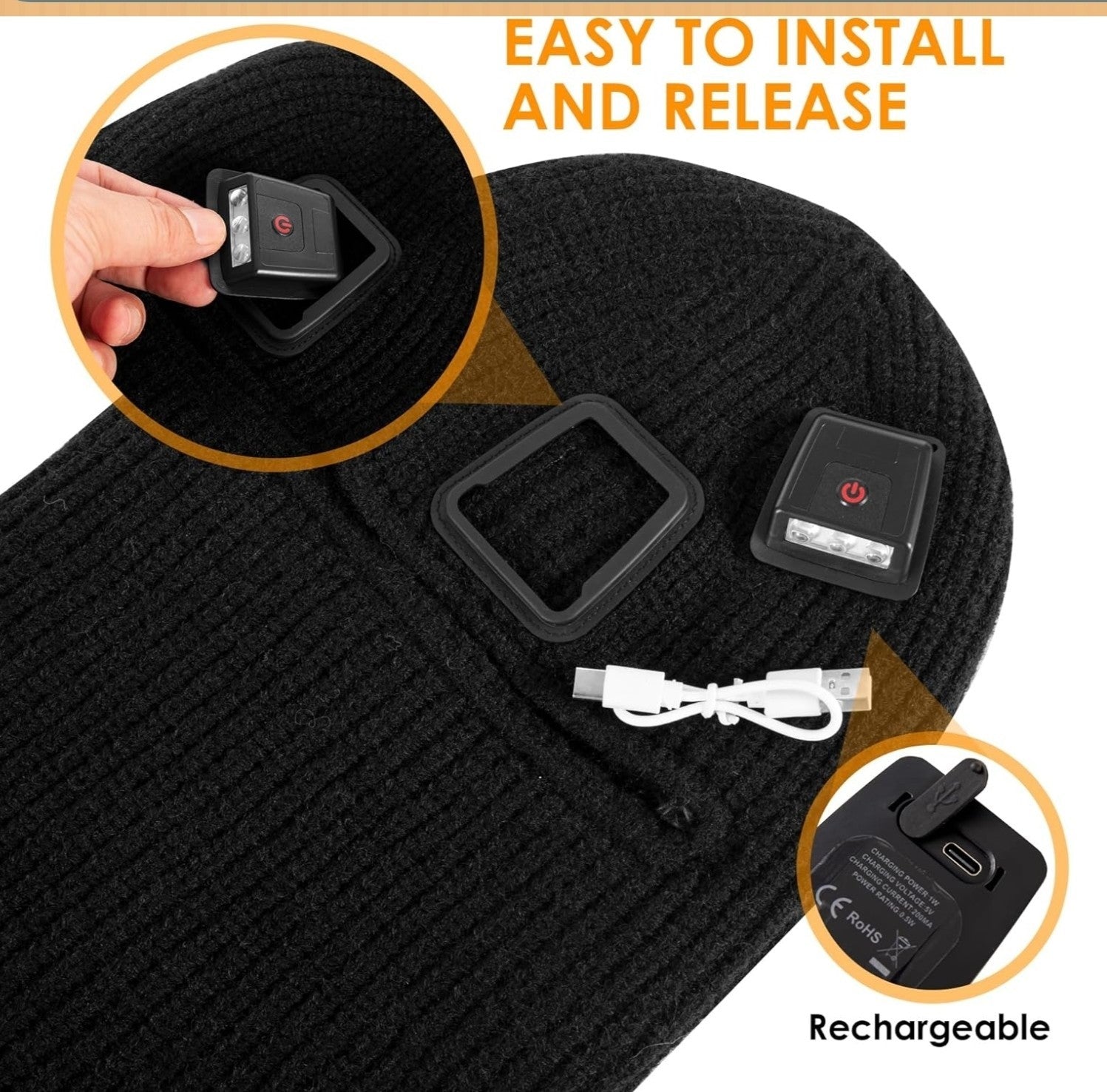Winter Balaclava Hat with LED Light, Ski Mask Full Face Warmer Fleece Lined