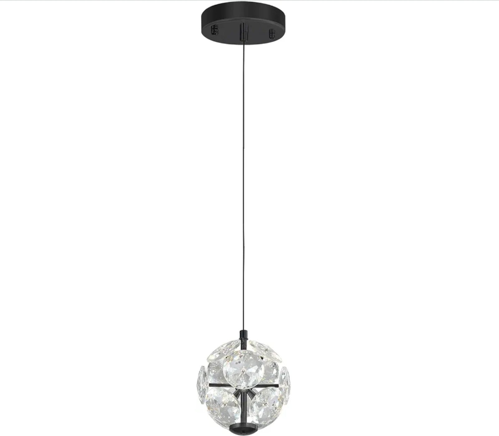 Pendant Light Single Head Black Crystal For Kitchen Island Dining Foyer Entrance