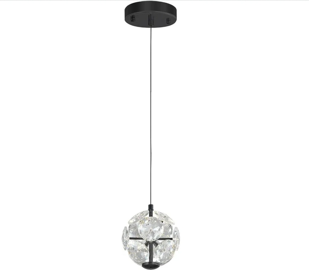 Pendant Light Single Head Black Crystal For Kitchen Island Dining Foyer Entrance
