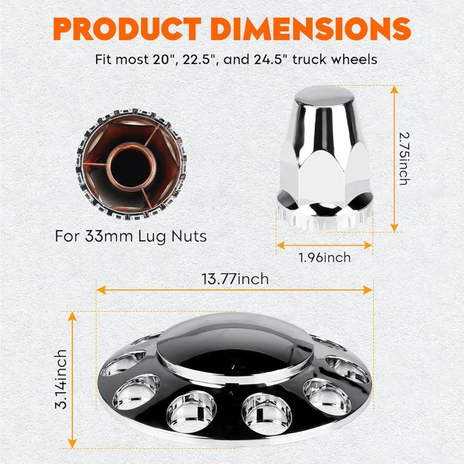 Front Axle Wheel Cover Standart Hubcap 33mm Screw-On ABS Chrome Plastic Durable