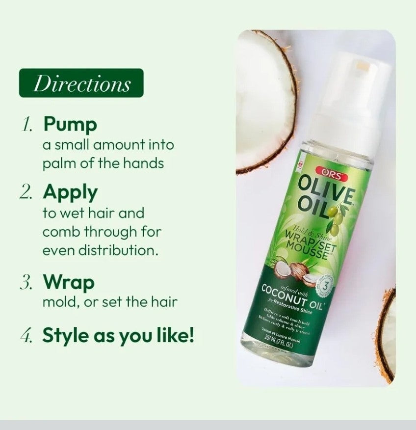 ORS Olive Oil Hold & Shine Mousse | Strong Wrap & Set Styling Foam New