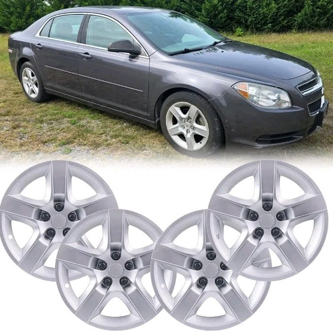 Set of 4 Hubcaps 17" Silver ABS Wheel Covers for 2008 - 2012 Chevrolet Malibu