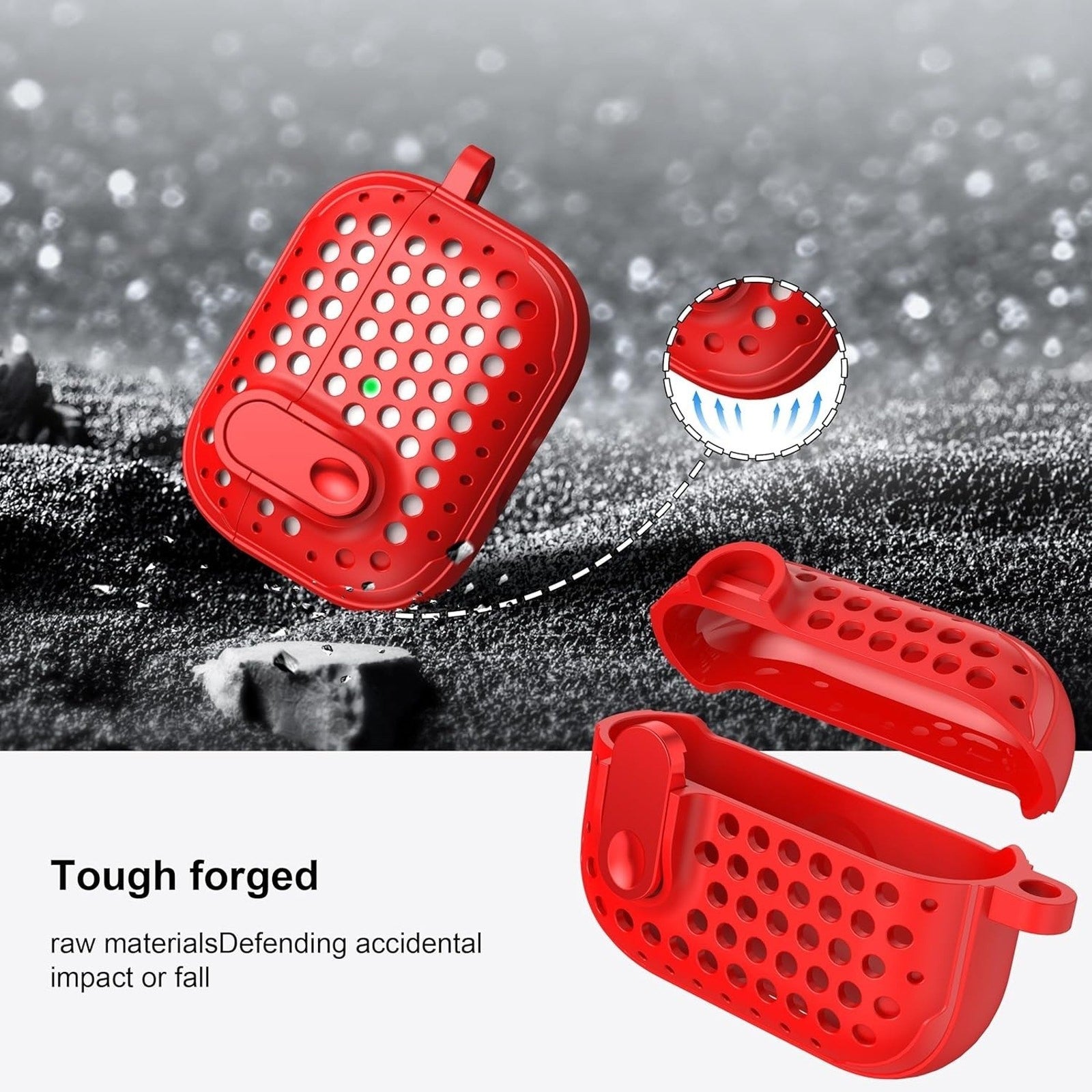 RFUNGUANGO AirPods Pro Second Generation Protective Case- Pure Red
