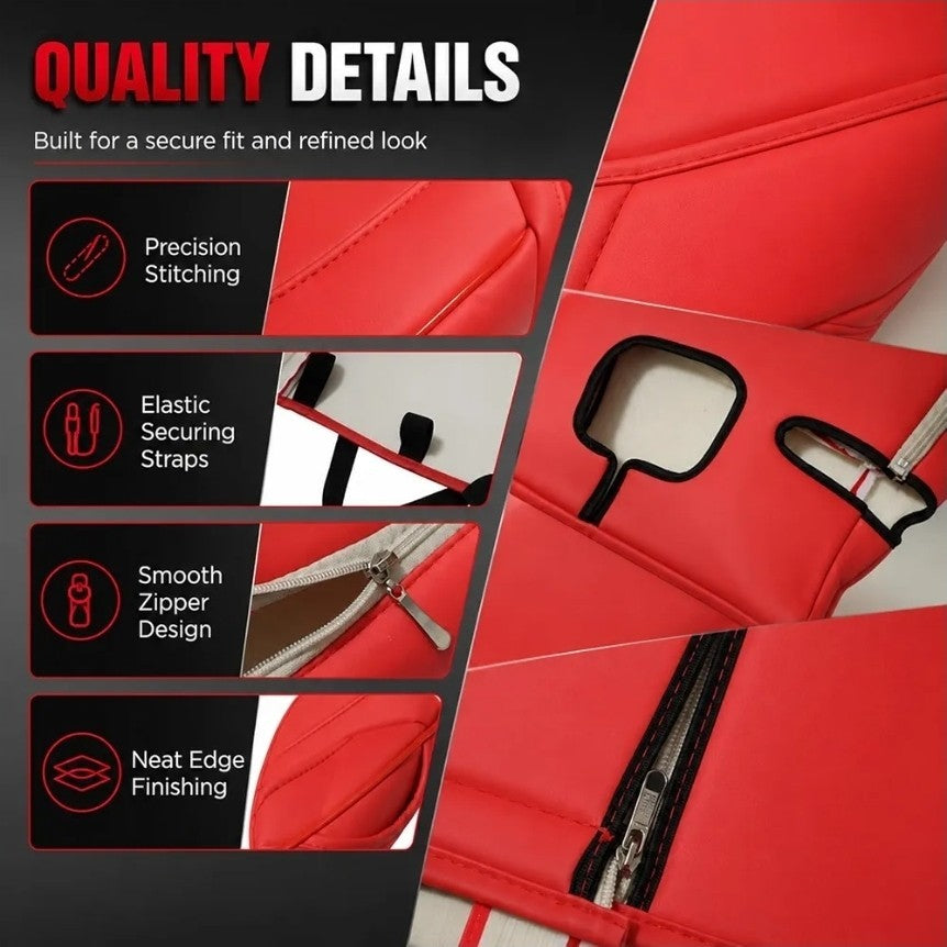 For 2017-2023 Tesla Model 3 Leather Full Set Seat Cover Front & Rear Cushion Red