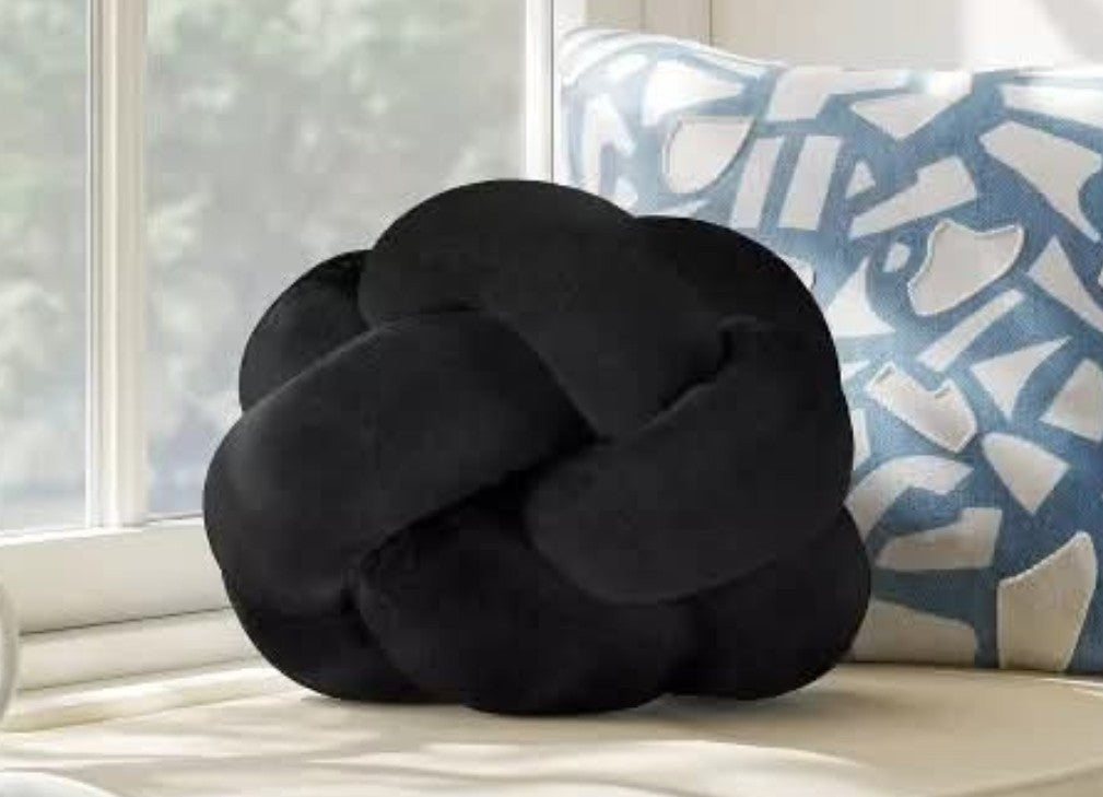 2 Pack Room Essentials Soft Knot Toss Pillow Round 10" Diameter Black NWT