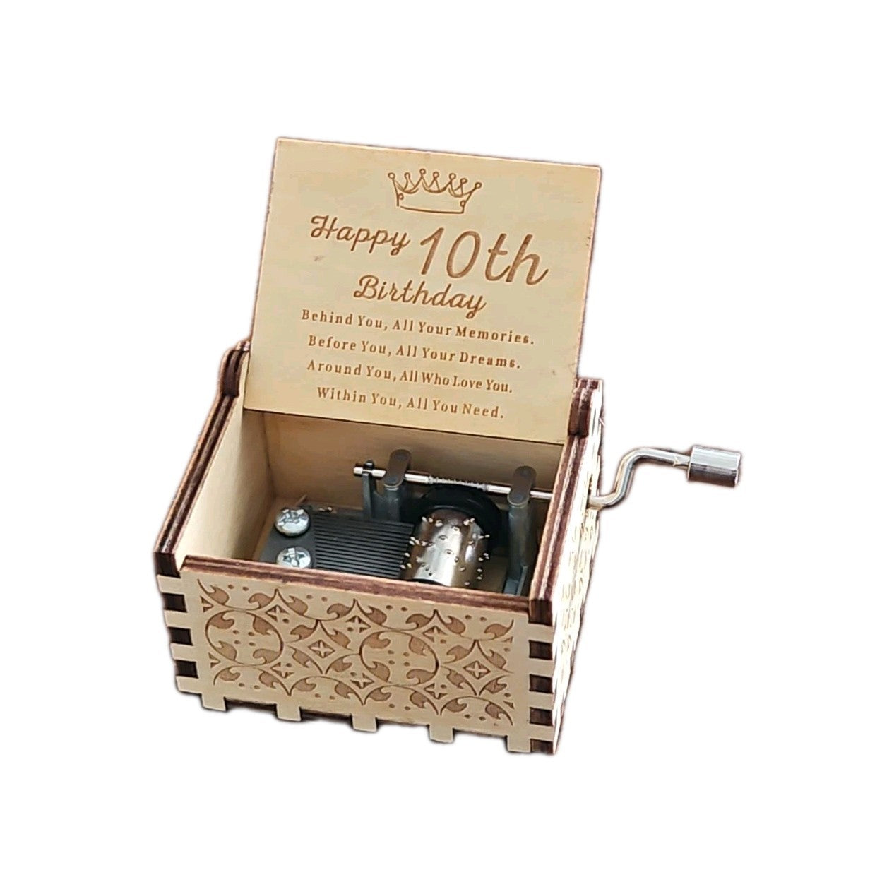 Music Box Happy 10th Birthday Gifts for Boys, Girls, Friends Wooden Music Box