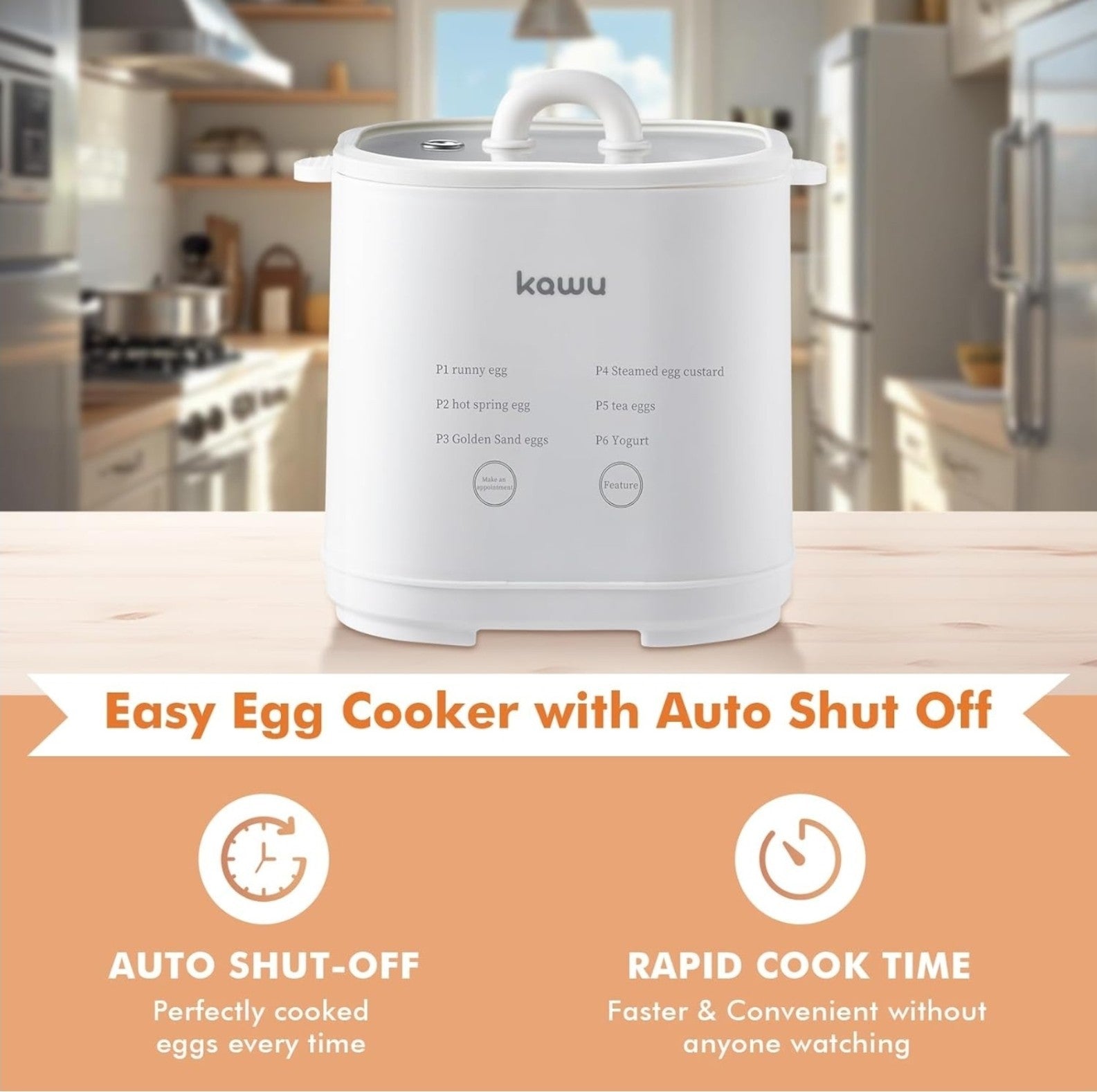 Rapid Egg Cooker, 6 In 1 Easy-To-Peel, Hard, Medium, Soft Boiled Eggs, Yogurt