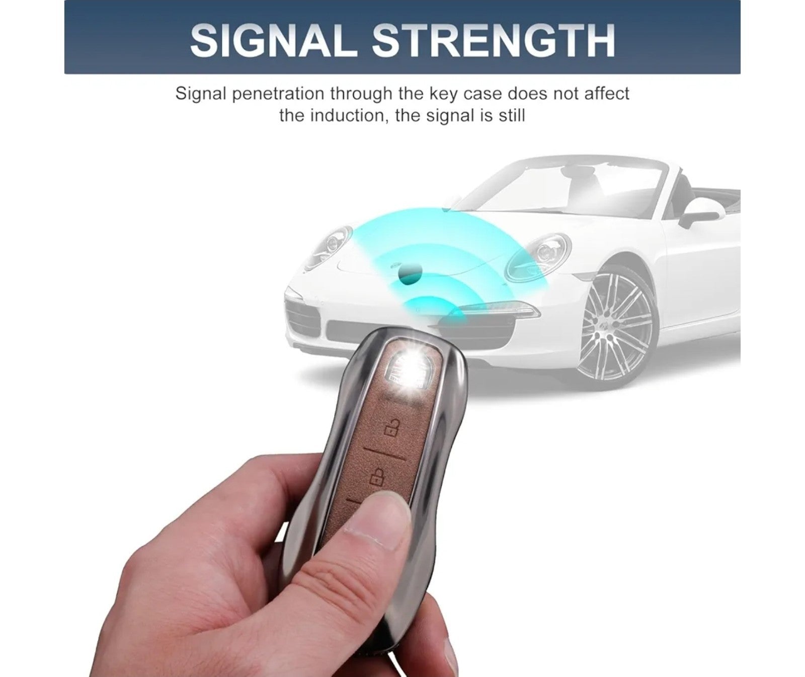 Compatible with Porsche Key Fob Cover with Keychain Leather For Panamera 911 Tay