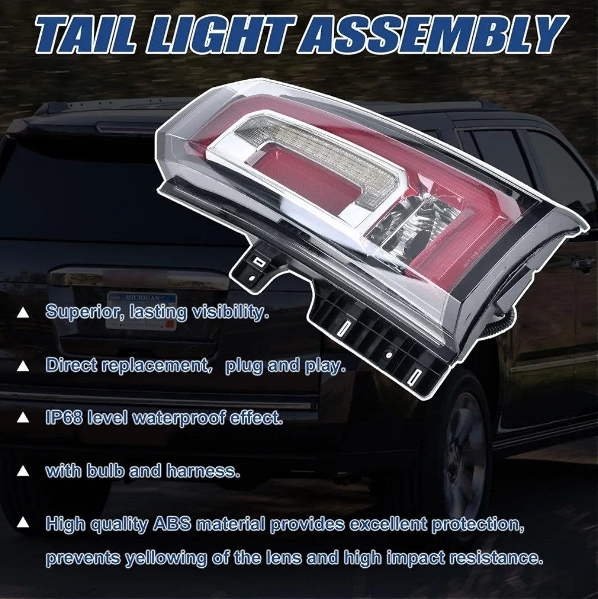 Right Passenger Side LED Tail Light Assembly for 2015-2020 GMC Yukon / Yukon XL