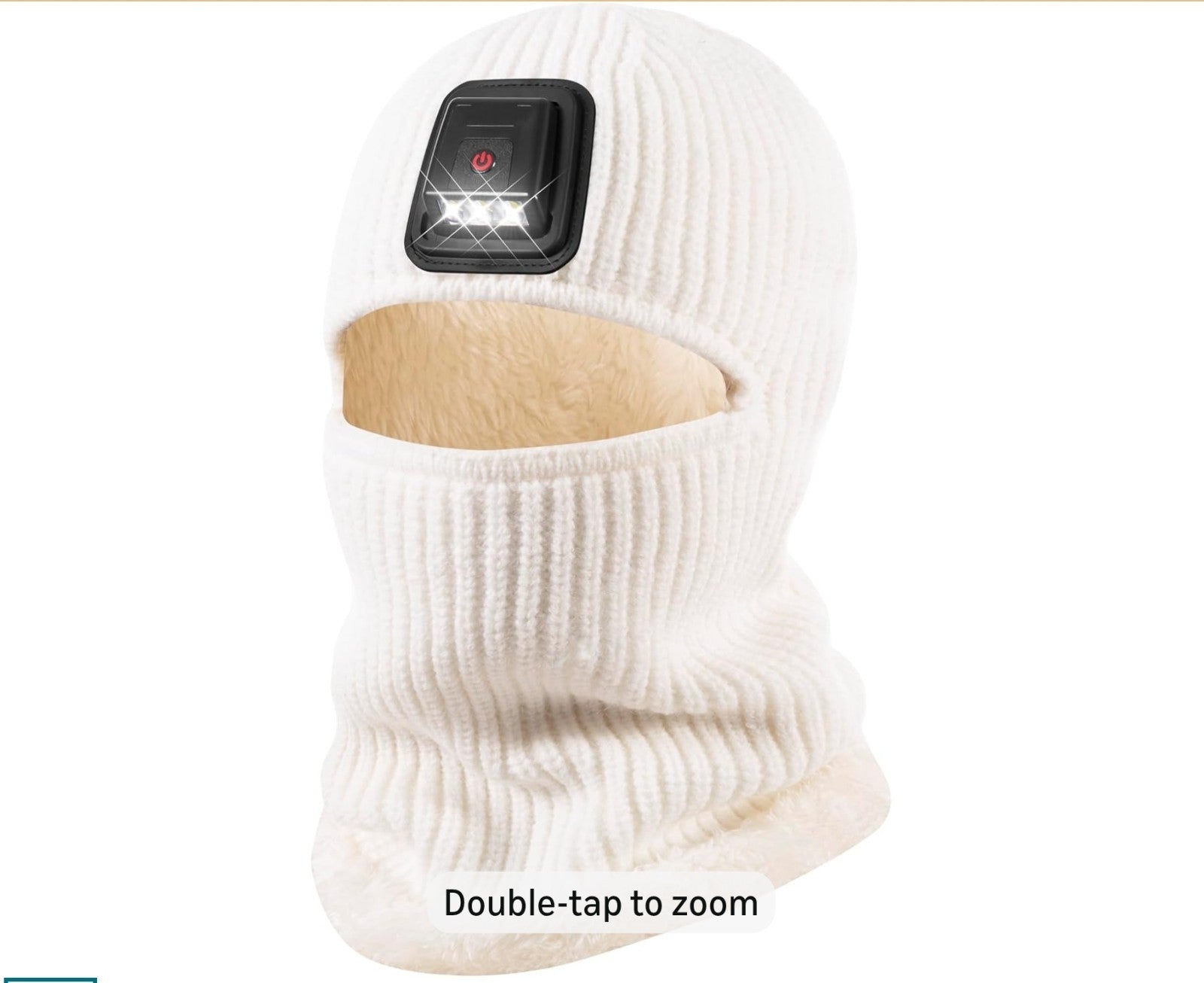 Winter Balaclava Hat with LED Light, Ski Mask Full Face Warmer Fleece Lined