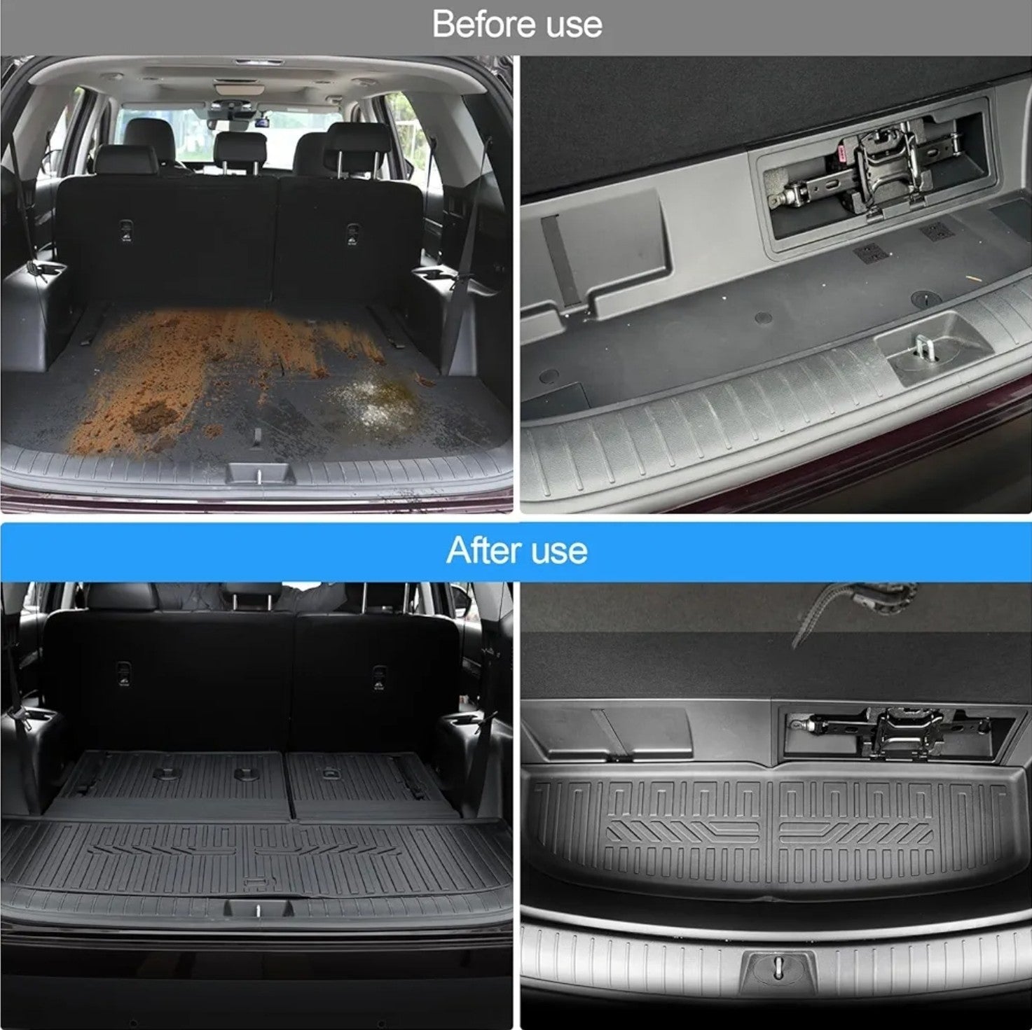 Fits 20-25 Hyundai Palisade TPE All Weather Trunk Mat & Backrest Mat Cargo Liner