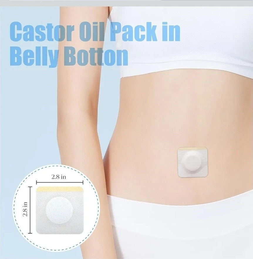 50 PCS Disposable Castor Oil Patches, Upgraded Leak-Proof Self-Adhesive
