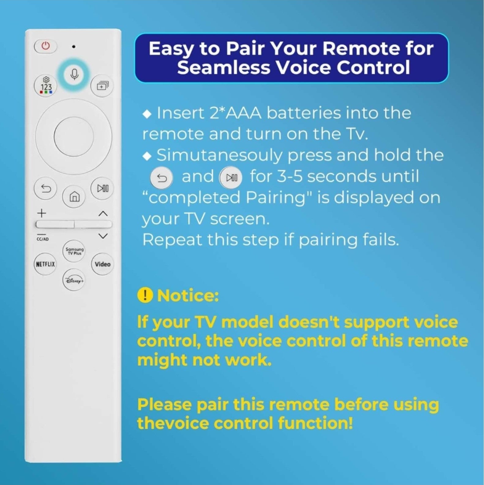 TV Remote for Samsung Frame Replacement 2019-2024 Smart Control with Voice