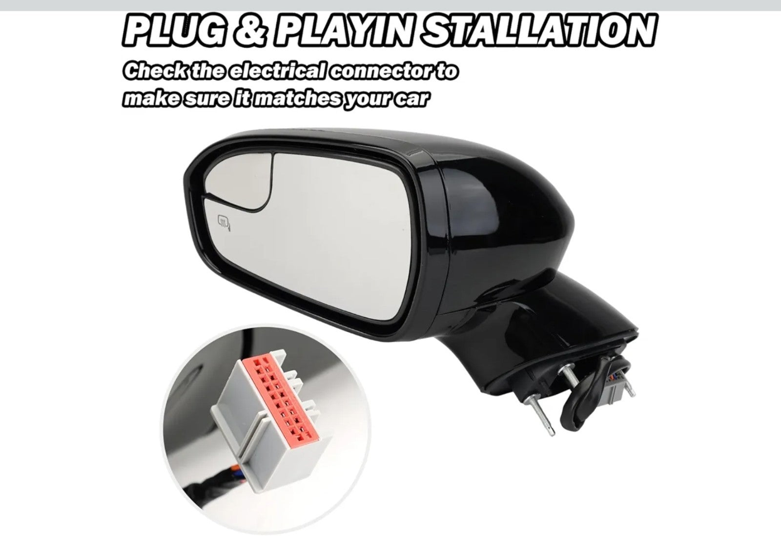 Left Driver Side Black 7 Pin Mirror for 2013 2014 2015 2016 Ford Fusion Sedan S