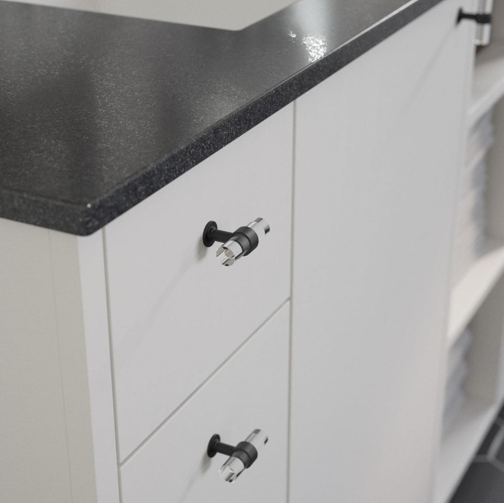 6 Pack 2" Crystal Glass Matte Black Cabinet Handles Pulls for Cabinets & Drawers