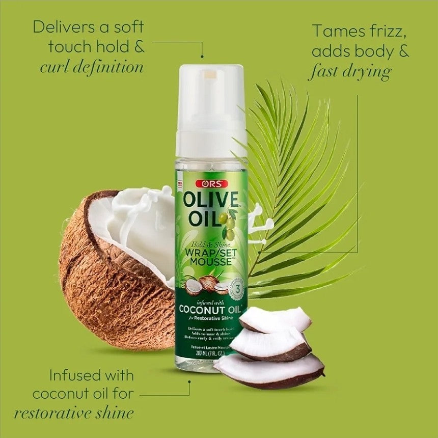 ORS Olive Oil Hold & Shine Mousse | Strong Wrap & Set Styling Foam New