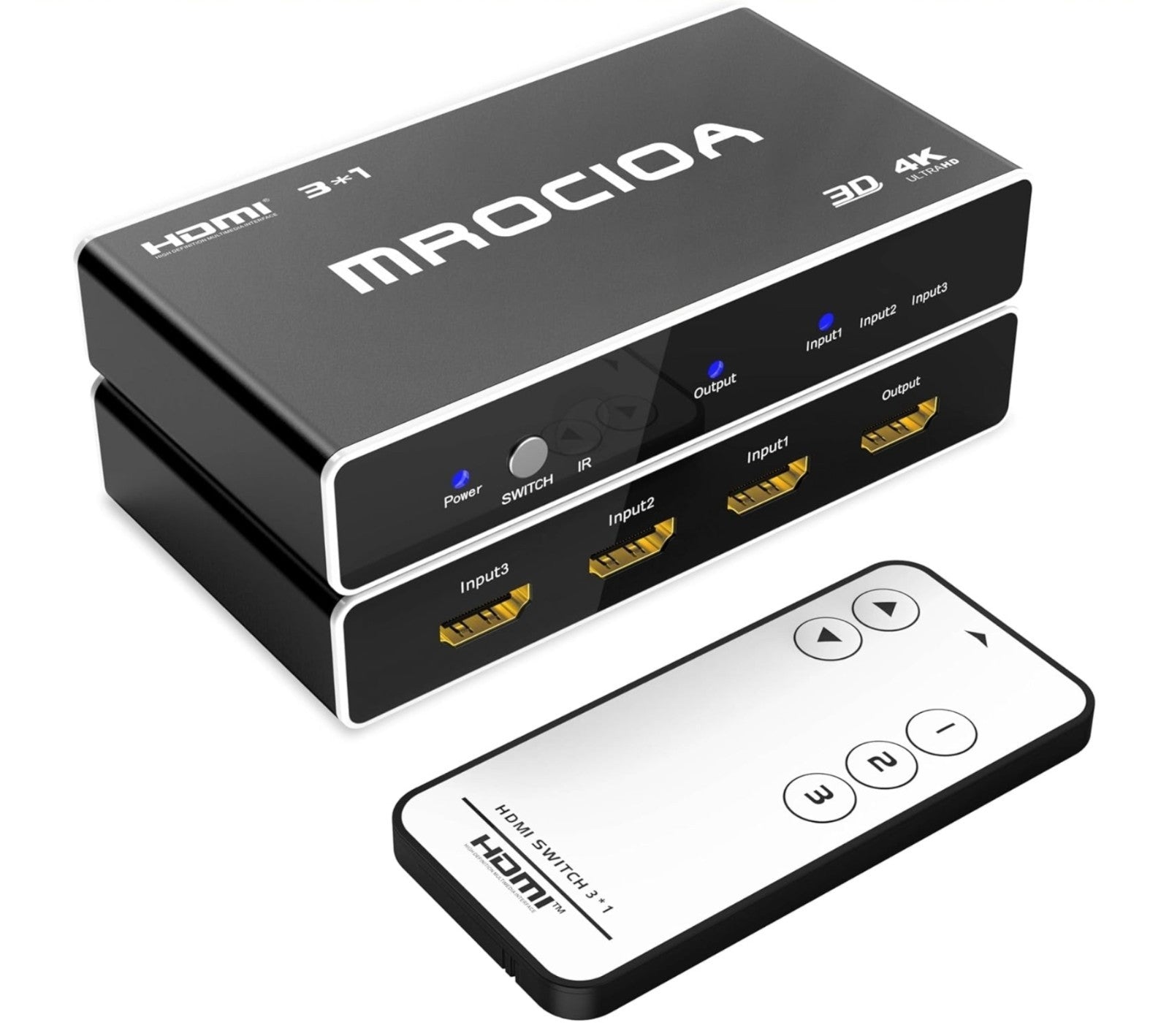 HDMI 2.0 Switch 3 in 1 Out with Remote, 4K 60Hz Splitter Switcher, HDCP 2.3, ...