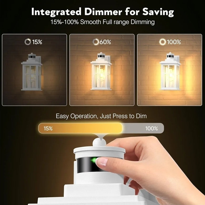 White Outdoor Wall Lights, Motion Sensor Porch Light Outdoor, Dusk to Dawn Ou...