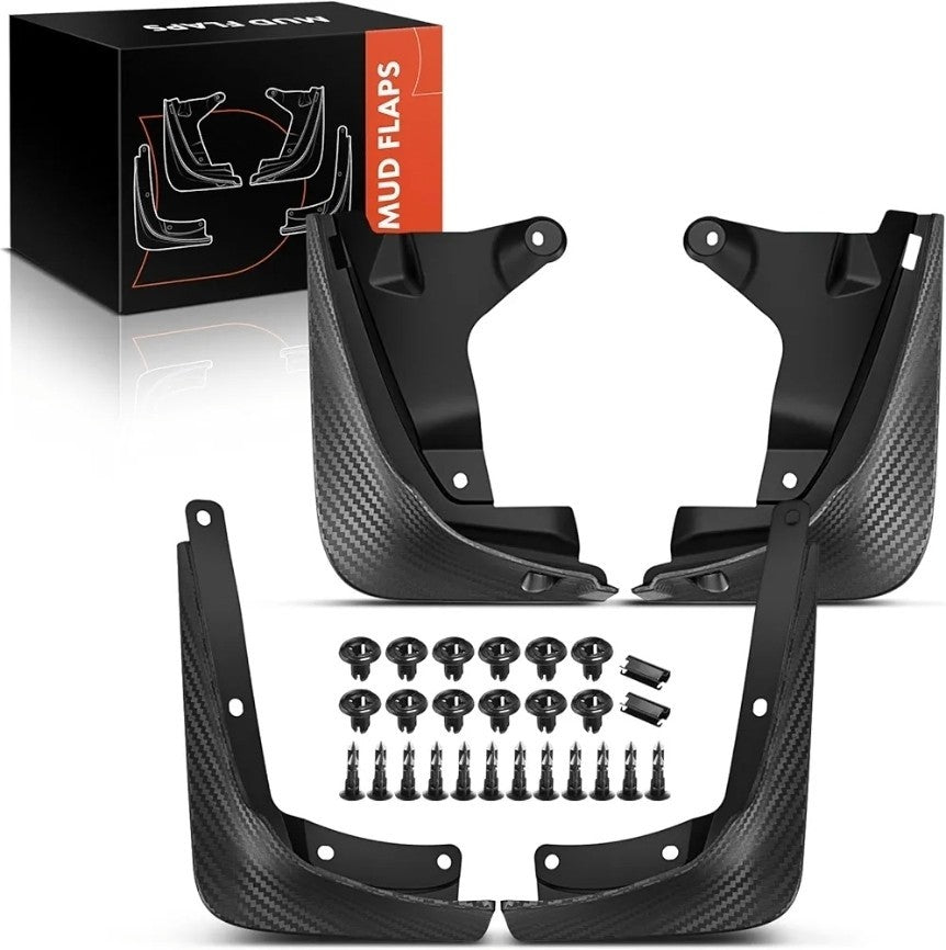 Custom Mudflaps For Tesla Model 3 Highland 2024 2025 Easy Install Black Carbon