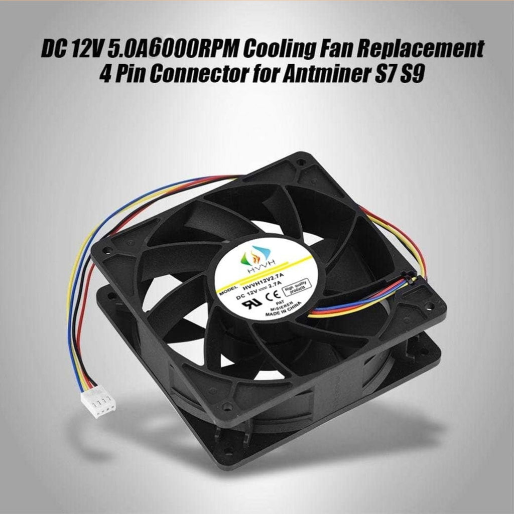 Antminer Bitmain S7 S9 L3 D3 V9 T9 6000RPM Cooling Fan Replacement 12V 4-Pin Fan