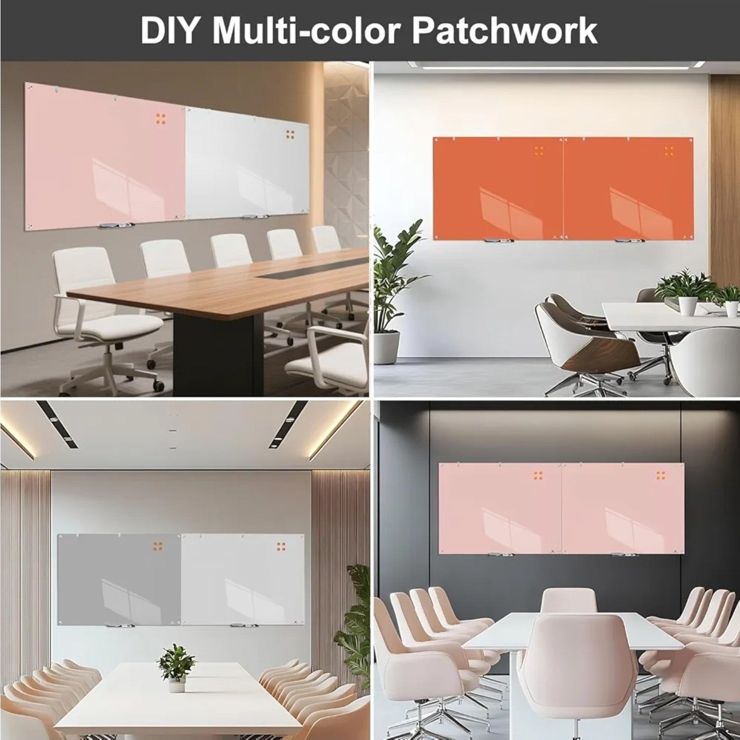 Glass Dry-Erase Board - 48 X 30 Inches Wall Mounted Whiteboard with Magnetism...