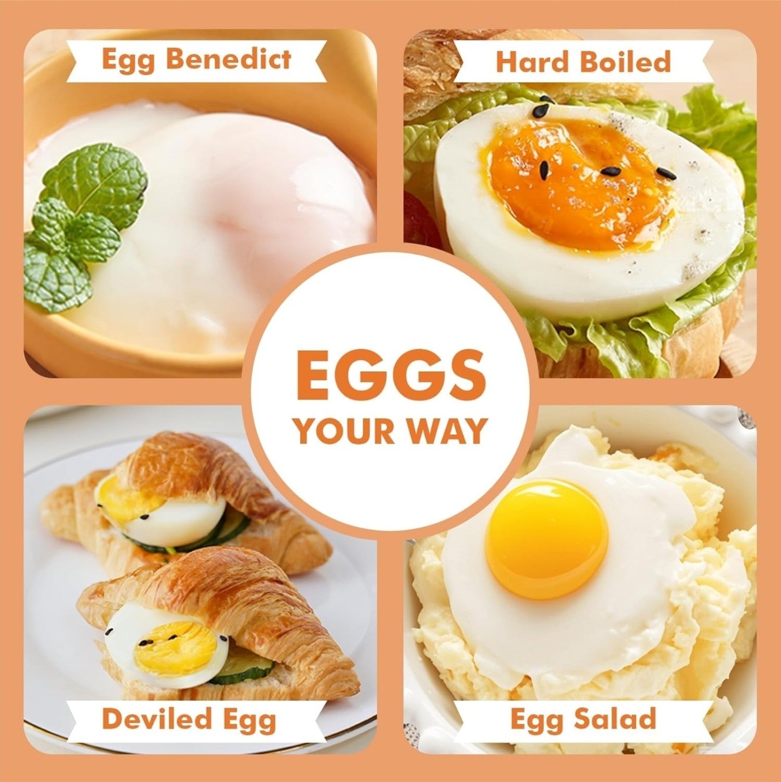 Rapid Egg Cooker, 6 In 1 Easy-To-Peel, Hard, Medium, Soft Boiled Eggs, Yogurt