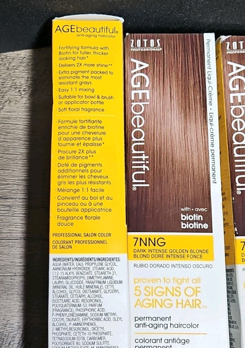 5 Pk Age Beautiful Permanent Anti-aging Haircolor Dark Intense Gldn Blonde 7NNG