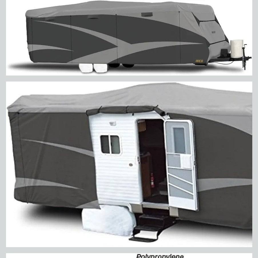 ADCO 52243 Designer Series SFS Aqua Shed Travel Trailer RV Cover 24'1"-26'Gray