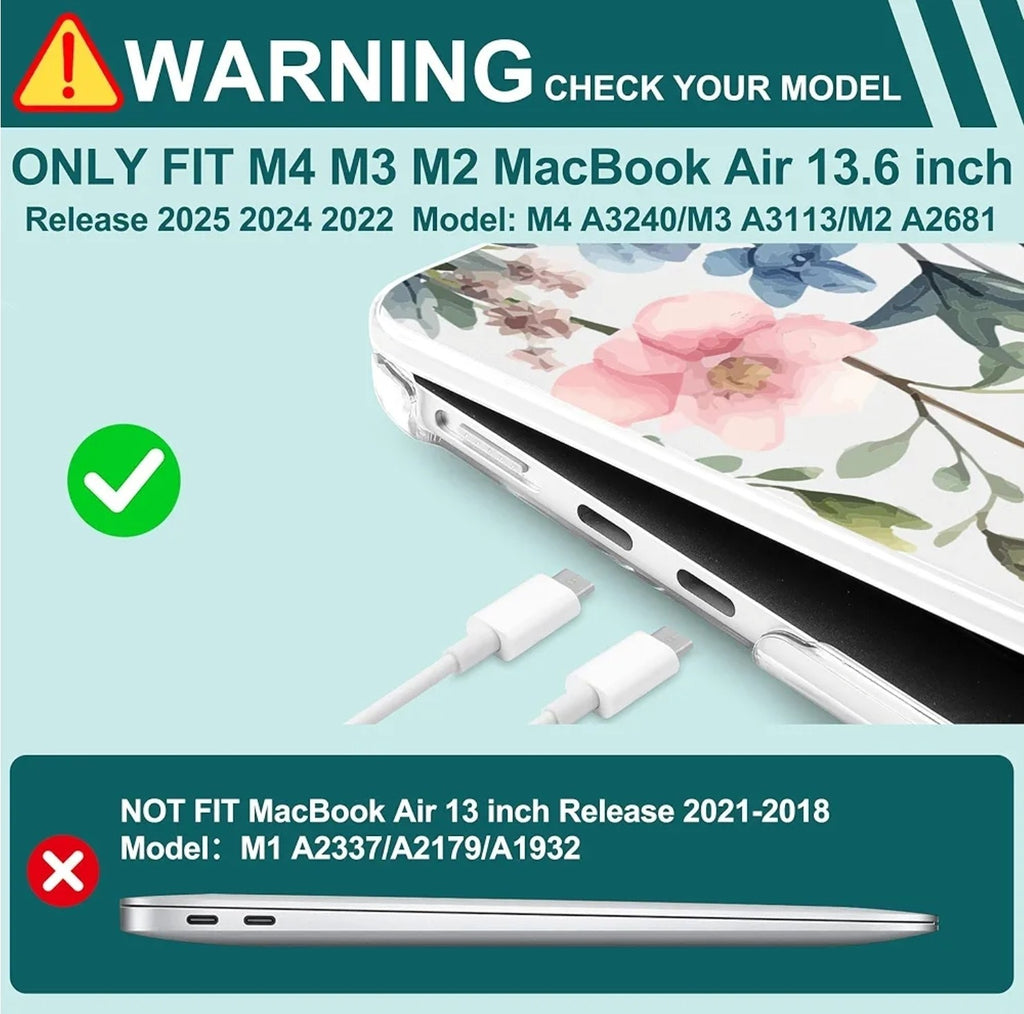 For MacBook Air 13" M2 M3 M4 M5 Crystal Hard Case +Keyboard & Trackpad Protector