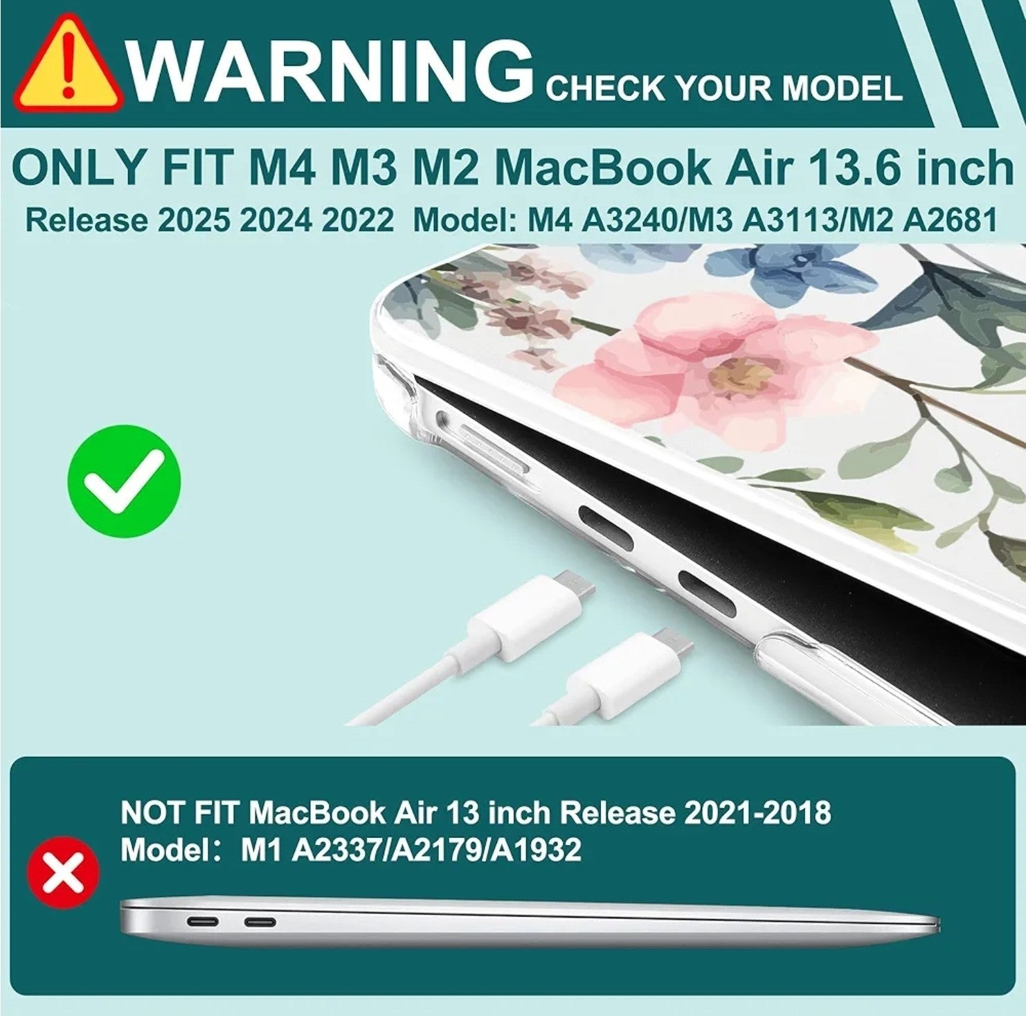 For MacBook Air 13" M2 M3 M4 M5 Crystal Hard Case +Keyboard & Trackpad Protector