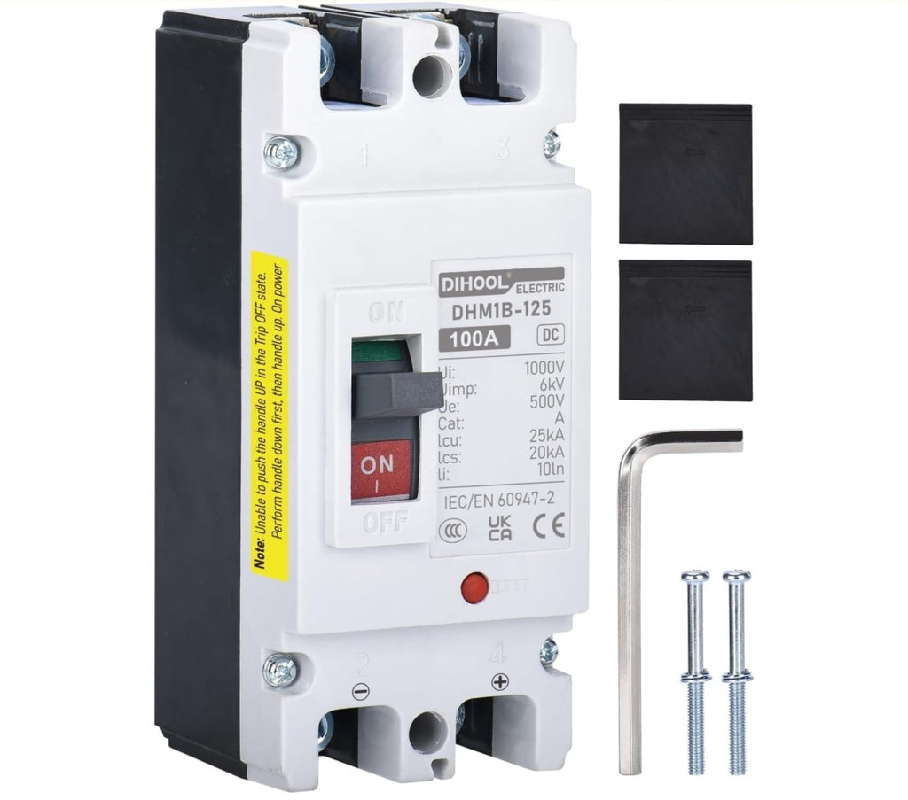DC Main 100 Amp Circuit Breaker, Battery Disconnect Switch 500V, Master Switc...