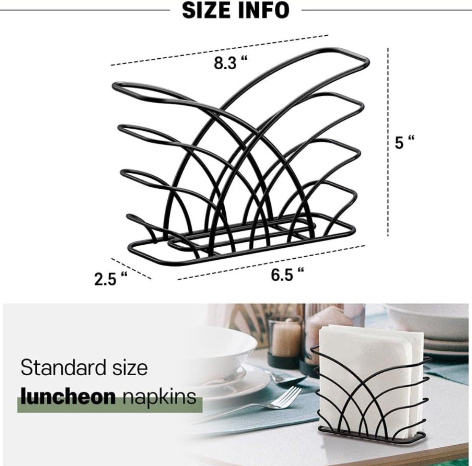 Napkin Holder for Table – Black Iron Upright Napkin Dispenser for Paper Napki...