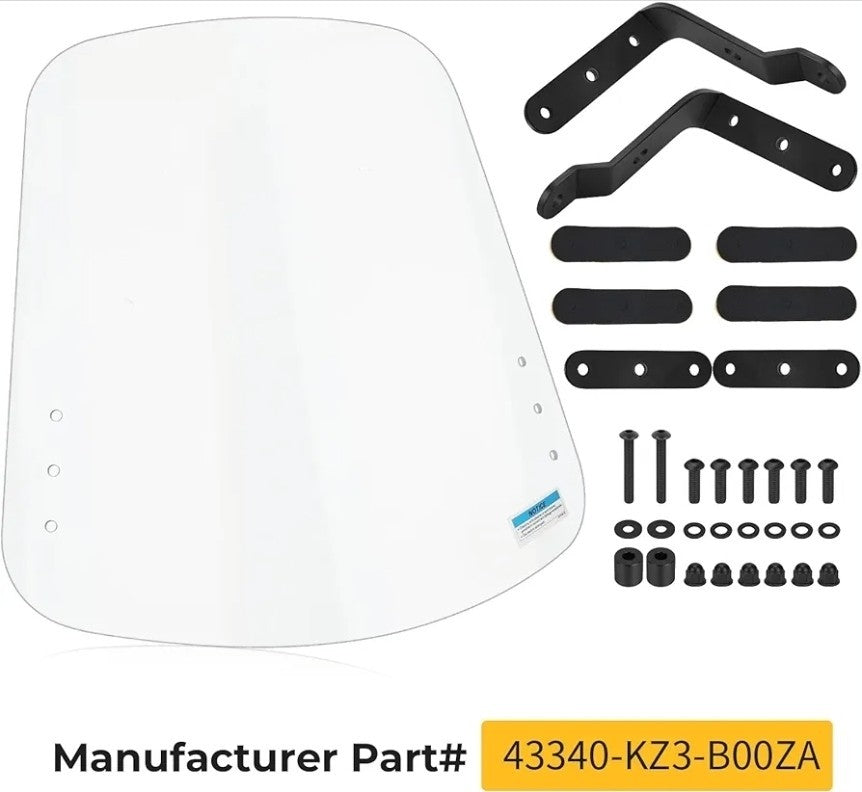 Scooter Windshield Windscreen w/ Hardware For Yamaha Zuma 125 YW125 2009 - 2021