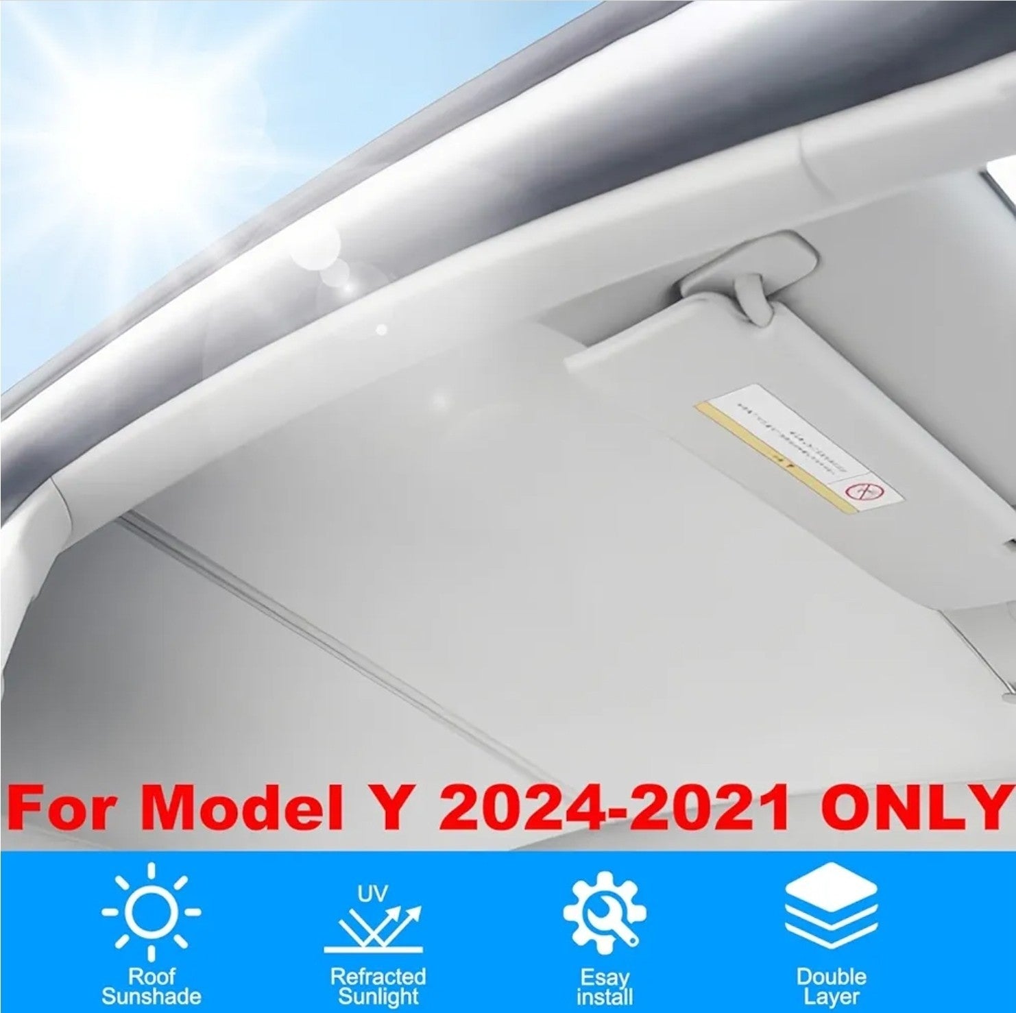 Sunroof Sunshade For Tesla Model 3 2026-2021 / Y 2025-2020 Glass Roof Sun Shade